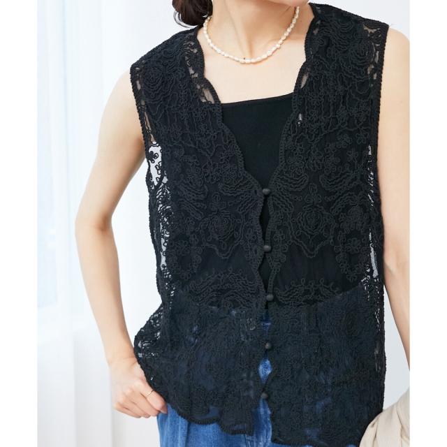 ルクールブラン（le．coeur blanc）/《手洗い可能》TORRAZZO DONNAメッシュレースベスト