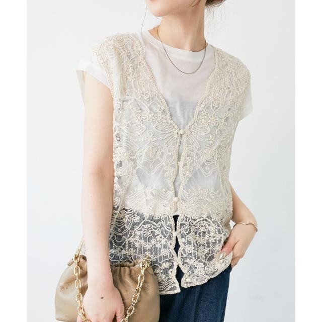 ルクールブラン（le．coeur blanc）/《手洗い可能》TORRAZZO DONNAメッシュレースベスト