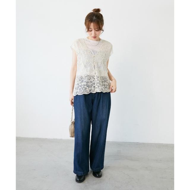 ルクールブラン（le．coeur blanc）/《手洗い可能》TORRAZZO DONNAメッシュレースベスト