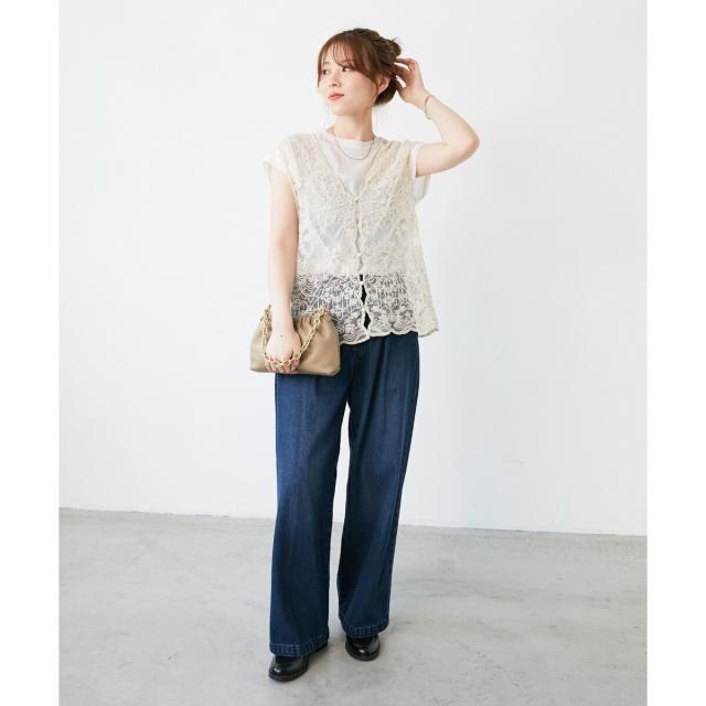 ルクールブラン（le．coeur blanc）/《手洗い可能》TORRAZZO DONNAメッシュレースベスト