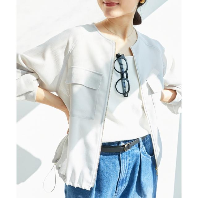 ルクールブラン（le．coeur blanc）/《手洗い可能》フロントポケットメッシュブルゾン