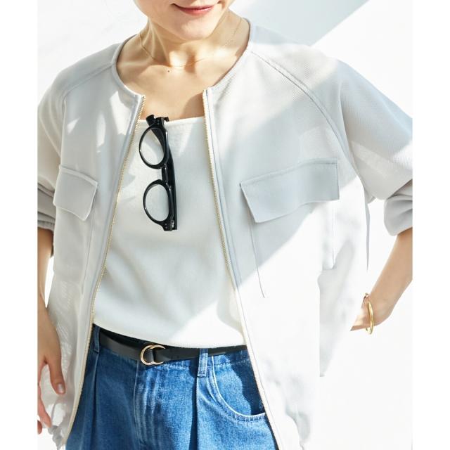 ルクールブラン（le．coeur blanc）/《手洗い可能》フロントポケットメッシュブルゾン