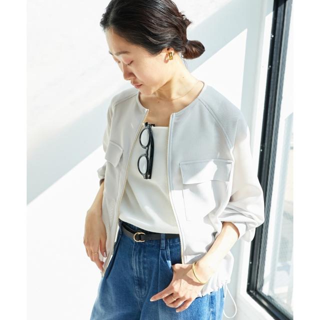 ルクールブラン（le．coeur blanc）/《手洗い可能》フロントポケットメッシュブルゾン