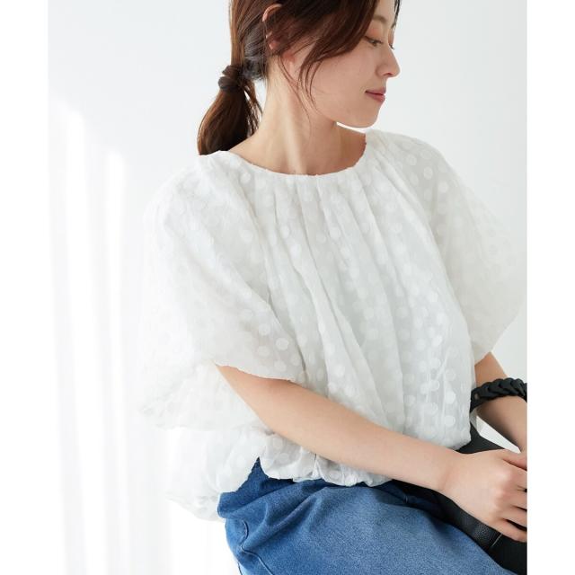 ルクールブラン（le．coeur blanc）/《手洗い可能》TORRAZZO DONNA ドットバルーンブラウス