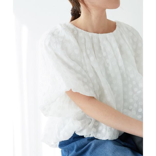 ルクールブラン（le．coeur blanc）/《手洗い可能》TORRAZZO DONNA ドットバルーンブラウス