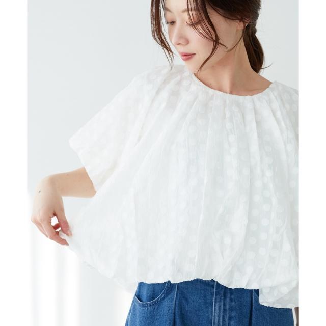 ルクールブラン（le．coeur blanc）/《手洗い可能》TORRAZZO DONNA ドットバルーンブラウス