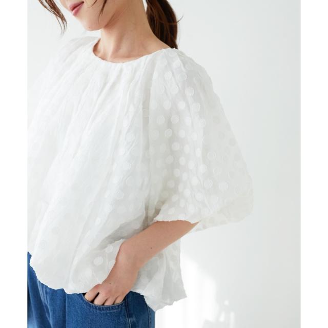 ルクールブラン（le．coeur blanc）/《手洗い可能》TORRAZZO DONNA ドットバルーンブラウス