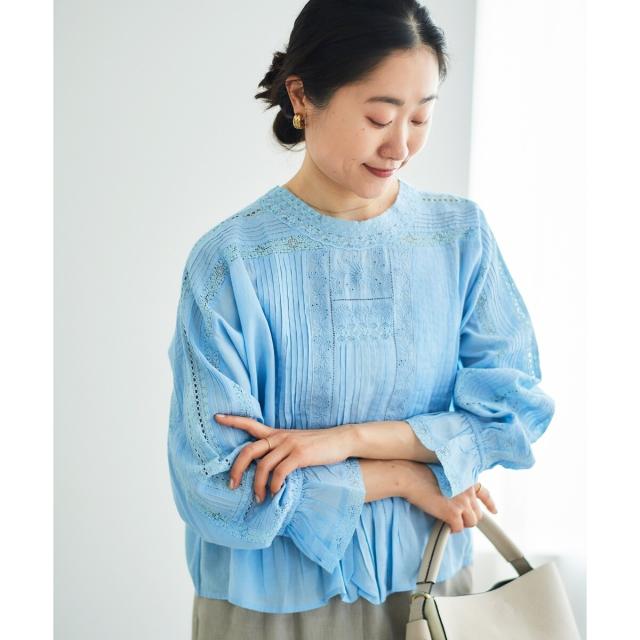 ルクールブラン（le．coeur blanc）/《手洗い可能》Fanakaリバーレースブラウス