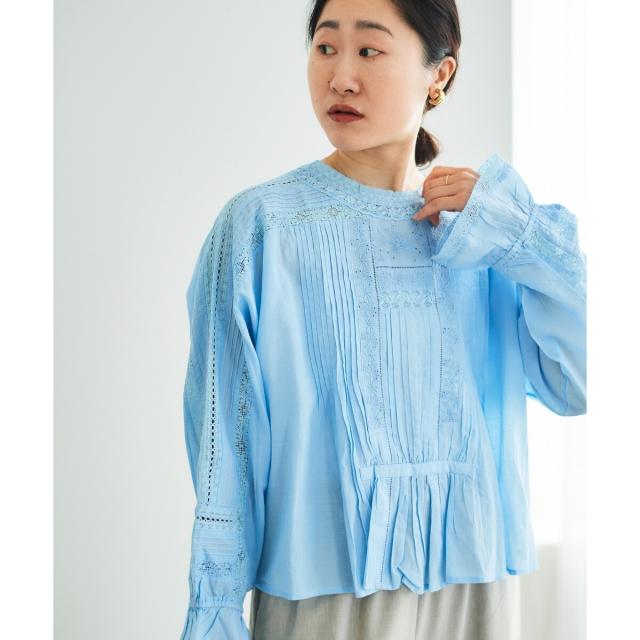 ルクールブラン（le．coeur blanc）/《手洗い可能》Fanakaリバーレースブラウス