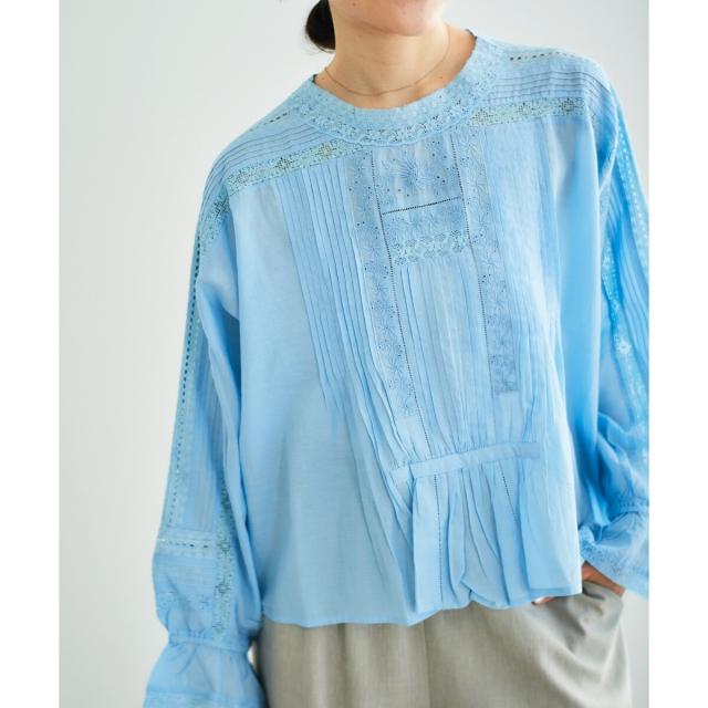 ルクールブラン（le．coeur blanc）/《手洗い可能》Fanakaリバーレースブラウス