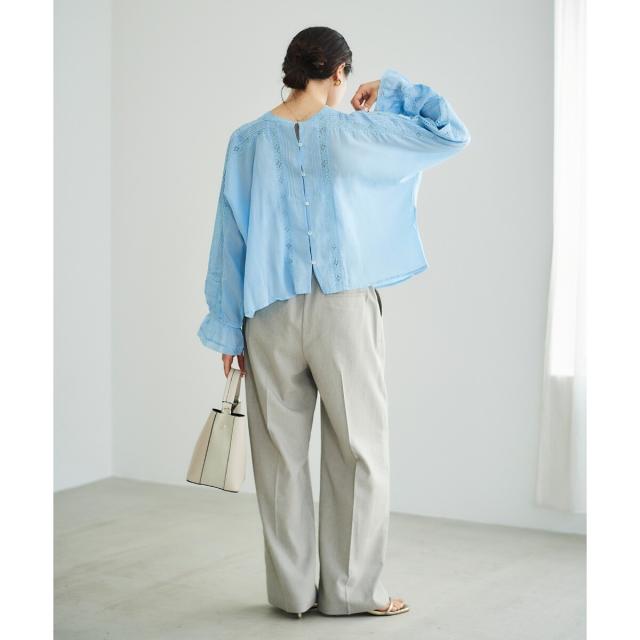 ルクールブラン（le．coeur blanc）/《手洗い可能》Fanakaリバーレースブラウス