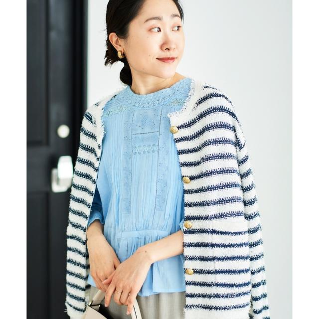 ルクールブラン（le．coeur blanc）/《手洗い可能》Fanakaリバーレースブラウス