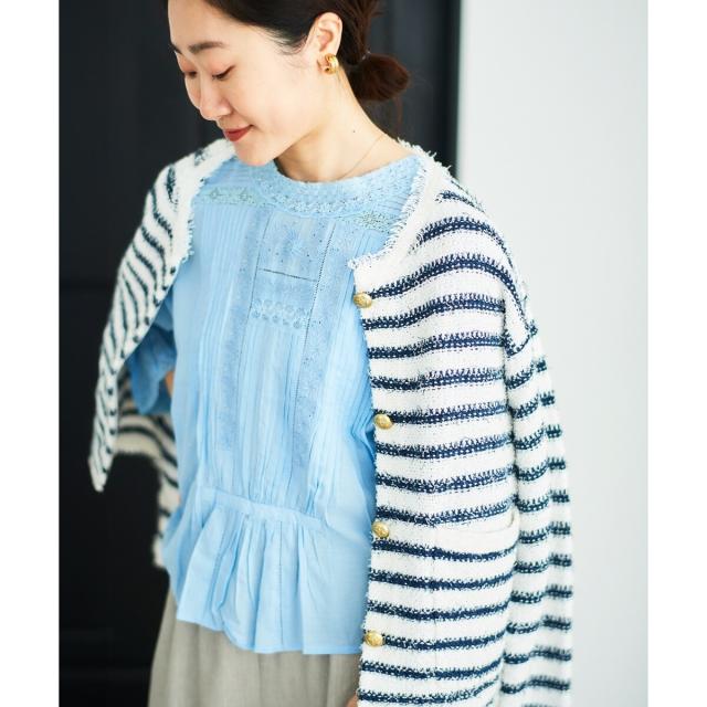 ルクールブラン（le．coeur blanc）/《手洗い可能》Fanakaリバーレースブラウス