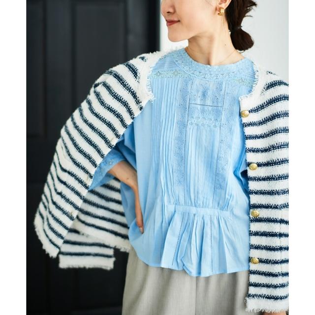 ルクールブラン（le．coeur blanc）/《手洗い可能》Fanakaリバーレースブラウス