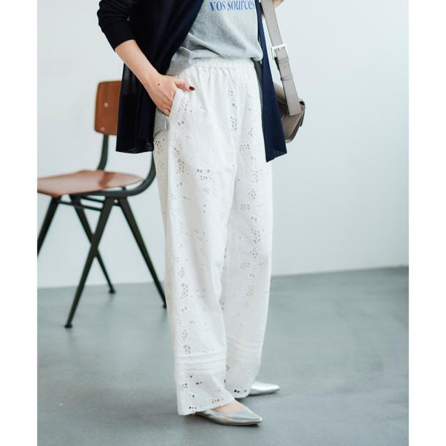 ルクールブラン（le．coeur blanc）/《手洗い可能》カットワークレースパンツ