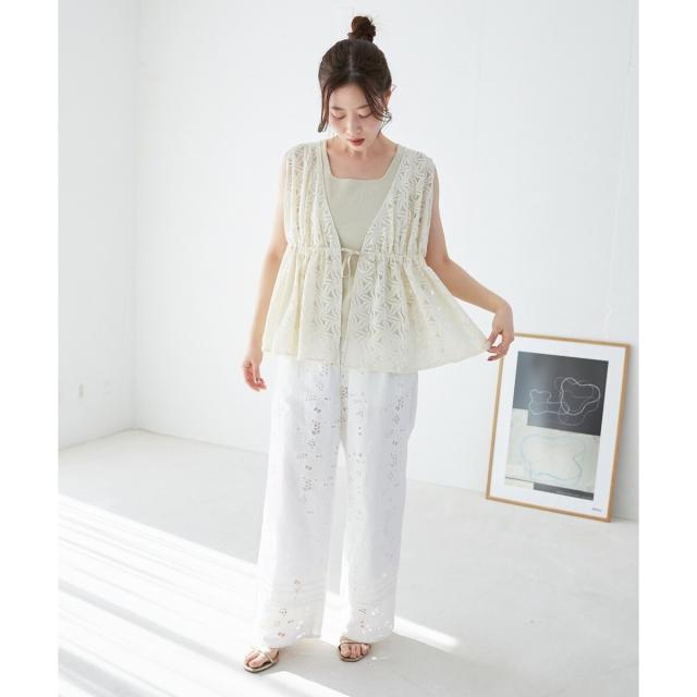 ルクールブラン（le．coeur blanc）/《手洗い可能》カットワークレースパンツ