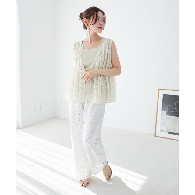 ルクールブラン（le．coeur blanc）/《手洗い可能》カットワークレースパンツ