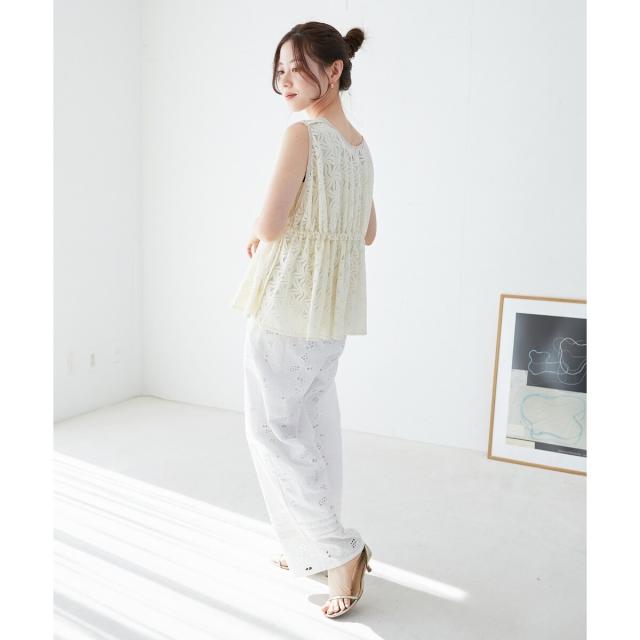 ルクールブラン（le．coeur blanc）/《手洗い可能》カットワークレースパンツ
