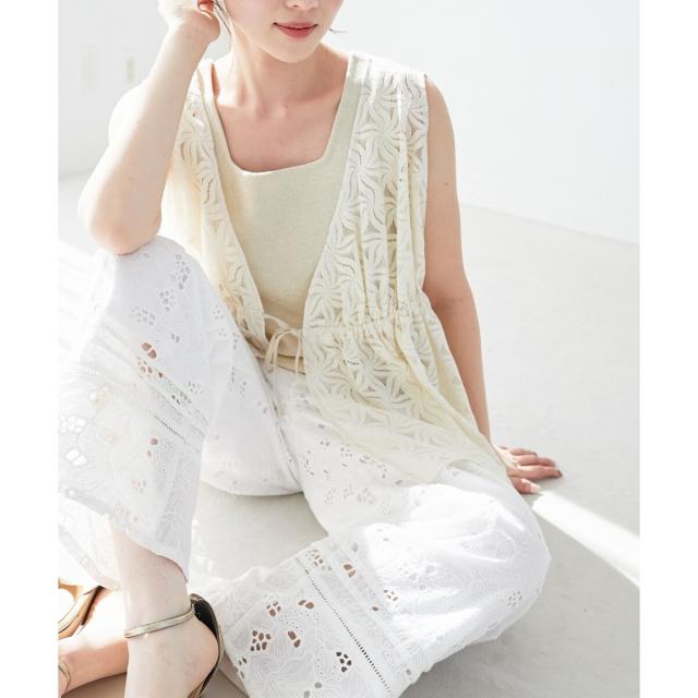 ルクールブラン（le．coeur blanc）/《手洗い可能》カットワークレースパンツ