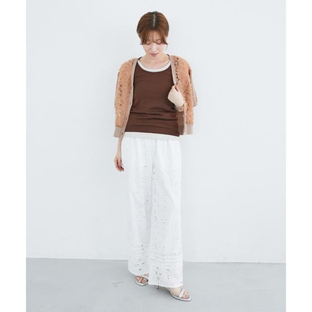 ルクールブラン（le．coeur blanc）/《手洗い可能》カットワークレースパンツ