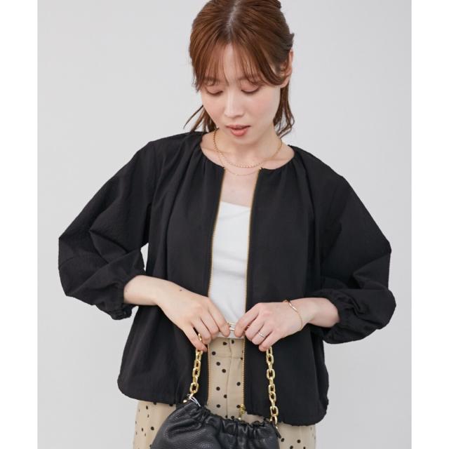 ルクールブラン（le．coeur blanc）/《手洗い可能》カラミタンブラーランタンスリーブブルゾン