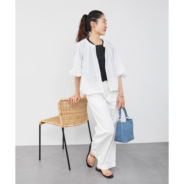 ルクールブラン（le．coeur blanc）/《手洗い可能》カラミタンブラーランタンスリーブブルゾン