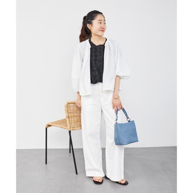 ルクールブラン（le．coeur blanc）/《手洗い可能》カラミタンブラーランタンスリーブブルゾン