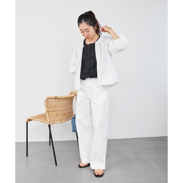 ルクールブラン（le．coeur blanc）/《手洗い可能》カラミタンブラーランタンスリーブブルゾン