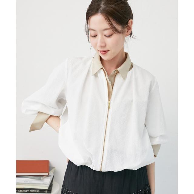 ルクールブラン（le．coeur blanc）/《手洗い可能》カラミタンブラーランタンスリーブブルゾン