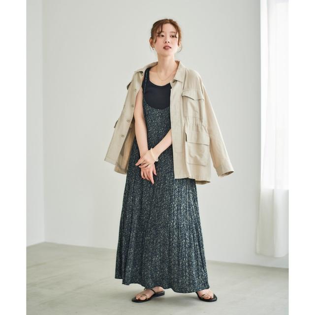 ルクールブラン（le．coeur blanc）/フラワープリントプリーツキャミワンピース