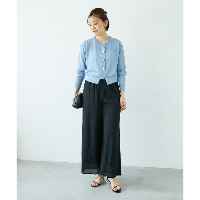 ルクールブラン（le．coeur blanc）/《手洗い可能》TORRAZZO DONNAビジュー釦カーデ