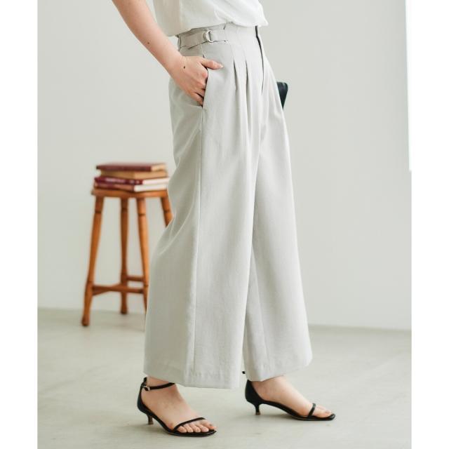 ルクールブラン（le．coeur blanc）/《手洗い可能》タンブラーブッチャータックワイドパンツ