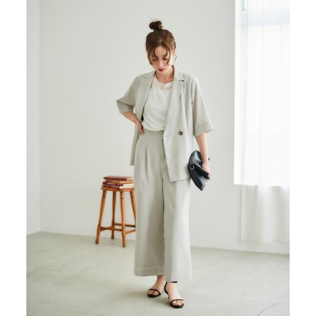 ルクールブラン（le．coeur blanc）/《手洗い可能》タンブラーブッチャータックワイドパンツ