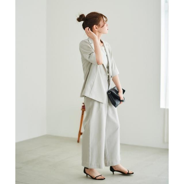 ルクールブラン（le．coeur blanc）/《手洗い可能》タンブラーブッチャータックワイドパンツ