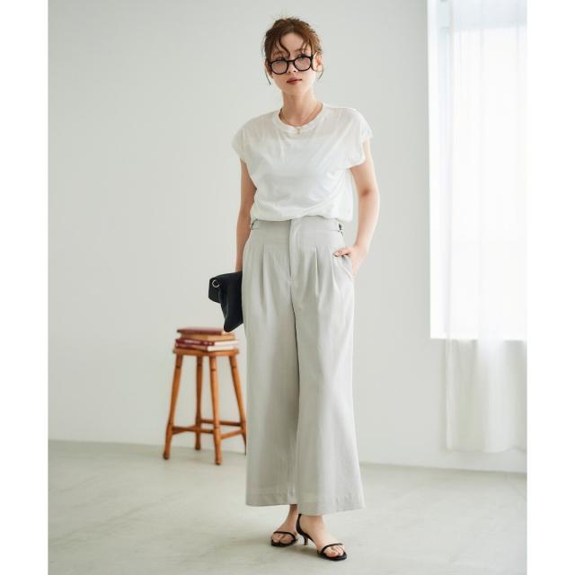 ルクールブラン（le．coeur blanc）/《手洗い可能》タンブラーブッチャータックワイドパンツ