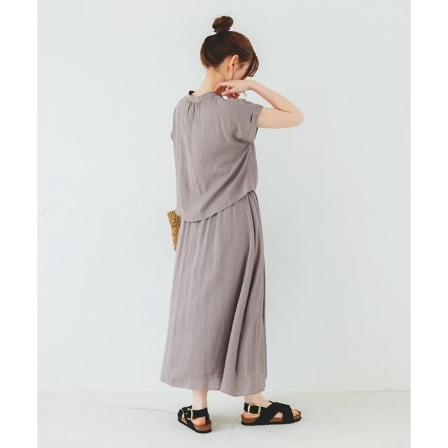 ルクールブラン（le．coeur blanc）/《手洗い可能》リネンライクフロントポケットワンピース