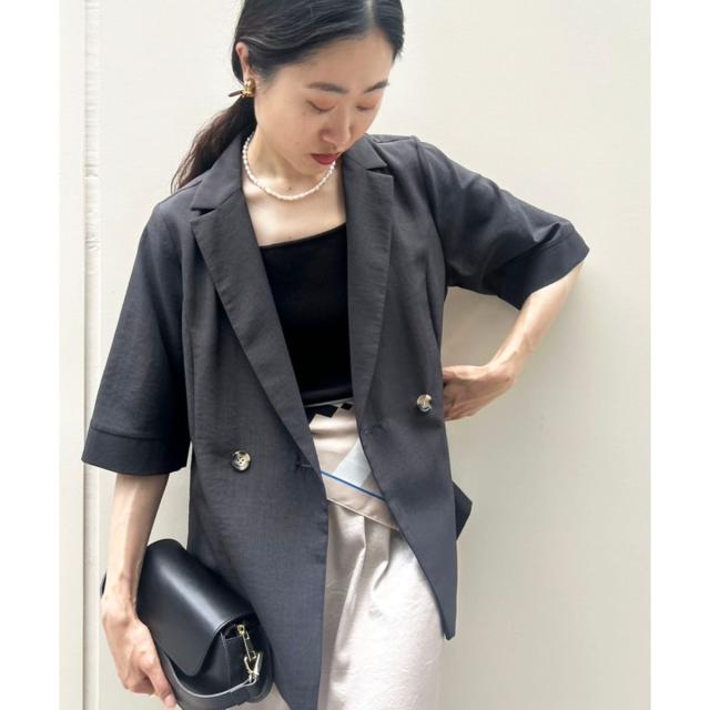 ルクールブラン（le．coeur blanc）/《シャツ感覚でラフに羽織れる》タンブラーブッチャーハーフスリーブジャケット