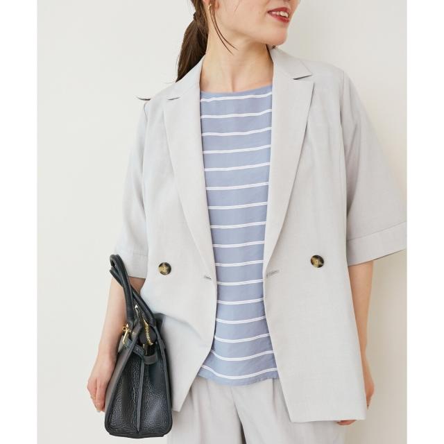 ルクールブラン（le．coeur blanc）/《シャツ感覚でラフに羽織れる》タンブラーブッチャーハーフスリーブジャケット