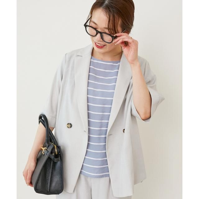 ルクールブラン（le．coeur blanc）/《シャツ感覚でラフに羽織れる》タンブラーブッチャーハーフスリーブジャケット