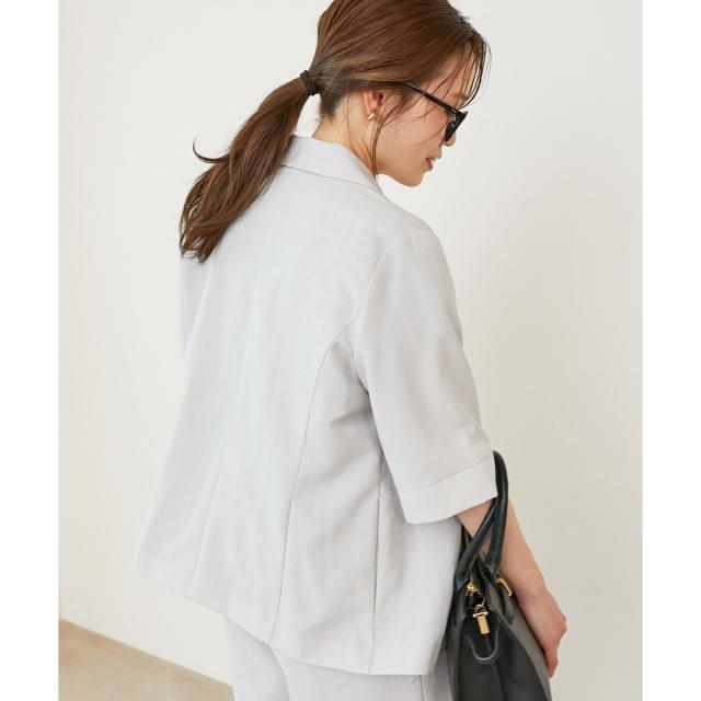 ルクールブラン（le．coeur blanc）/《シャツ感覚でラフに羽織れる》タンブラーブッチャーハーフスリーブジャケット
