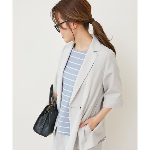 ルクールブラン（le．coeur blanc）/《シャツ感覚でラフに羽織れる》タンブラーブッチャーハーフスリーブジャケット