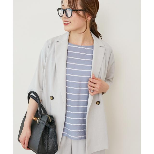 ルクールブラン（le．coeur blanc）/《シャツ感覚でラフに羽織れる》タンブラーブッチャーハーフスリーブジャケット