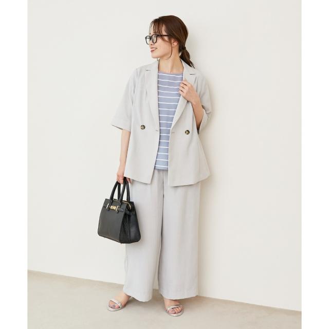 ルクールブラン（le．coeur blanc）/《シャツ感覚でラフに羽織れる》タンブラーブッチャーハーフスリーブジャケット