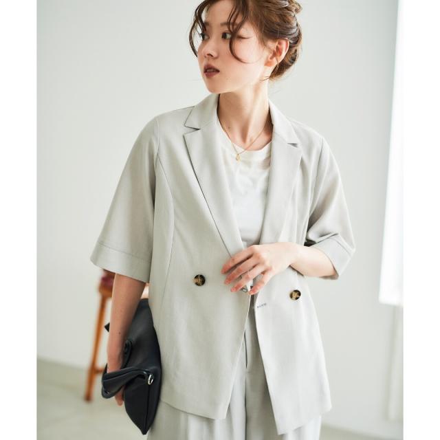ルクールブラン（le．coeur blanc）/《シャツ感覚でラフに羽織れる》タンブラーブッチャーハーフスリーブジャケット