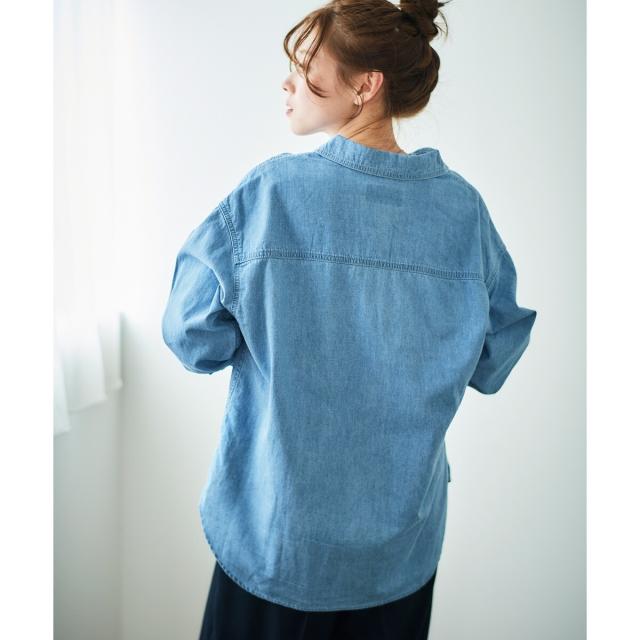 ルクールブラン（le．coeur blanc）/《軽いシャツ素材》パールボタンデニムシャツ
