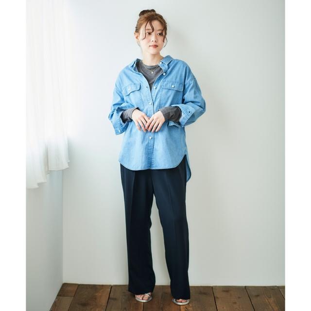 ルクールブラン（le．coeur blanc）/《軽いシャツ素材》パールボタンデニムシャツ