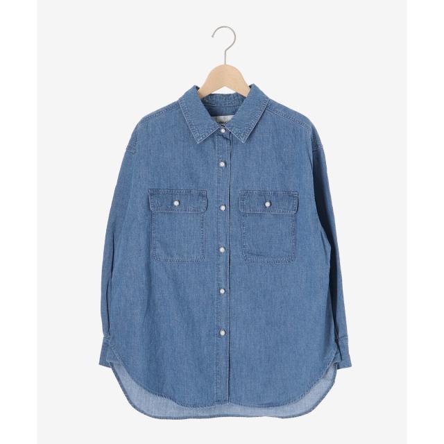 ルクールブラン（le．coeur blanc）/《軽いシャツ素材》パールボタンデニムシャツ