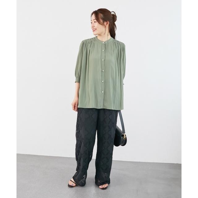 ルクールブラン（le．coeur blanc）/《手洗い可能》パッチワーク風レースイージーパンツ