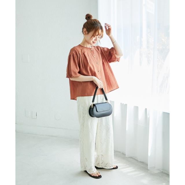 ルクールブラン（le．coeur blanc）/《手洗い可能》パッチワーク風レースイージーパンツ