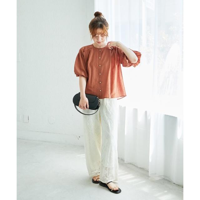 ルクールブラン（le．coeur blanc）/《手洗い可能》パッチワーク風レースイージーパンツ